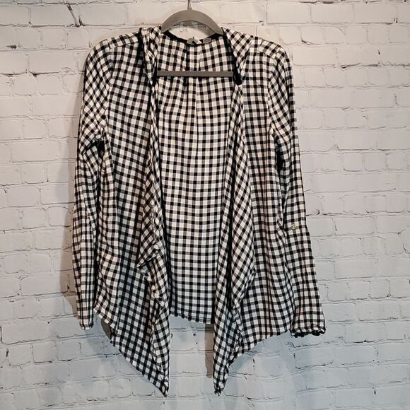Roxy black and white checkered hooded cardigan - Picture 1 of 10